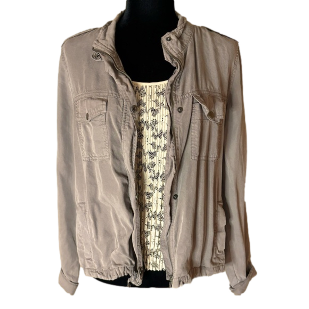 Staccato brushed taupe utility jacket with cinching